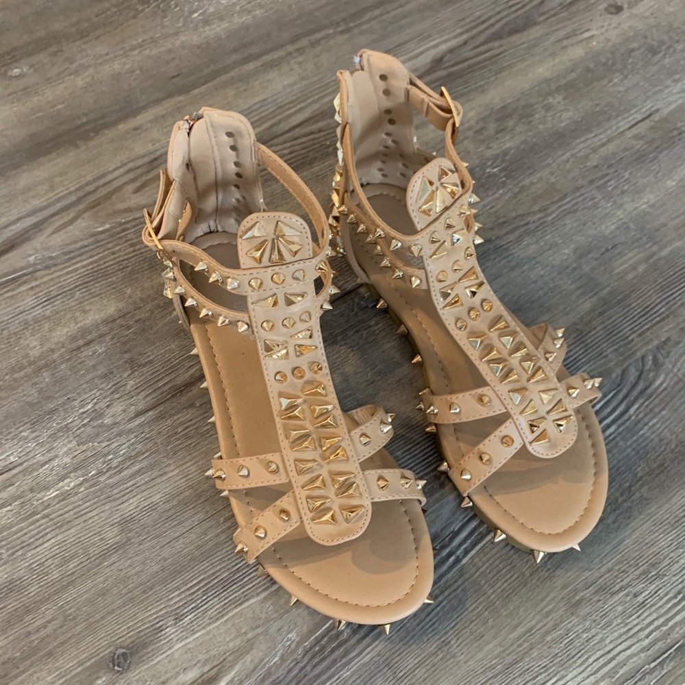 Nude & Rose Gold Gladiator Sandals